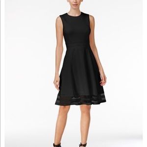 Calvin Klein illusion stripe fit and flair dress